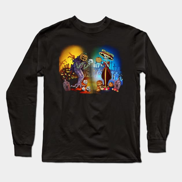 Halloween and Day of the Dead Spirits Long Sleeve T-Shirt by Rubtox